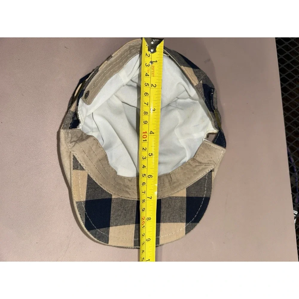Blue Cream Plaid Newsboy Flat Cap Adjustable Cotton Ivy Driving Hat Unisex‎